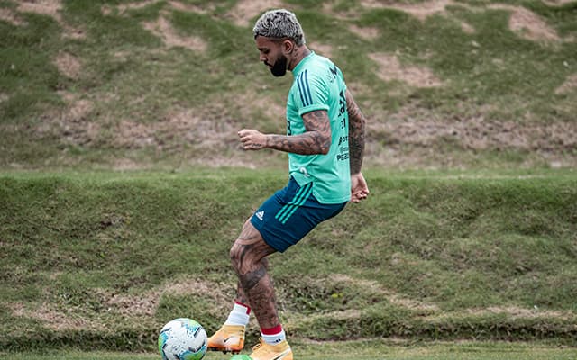 Gabigol treinando no Ninho do Urubu