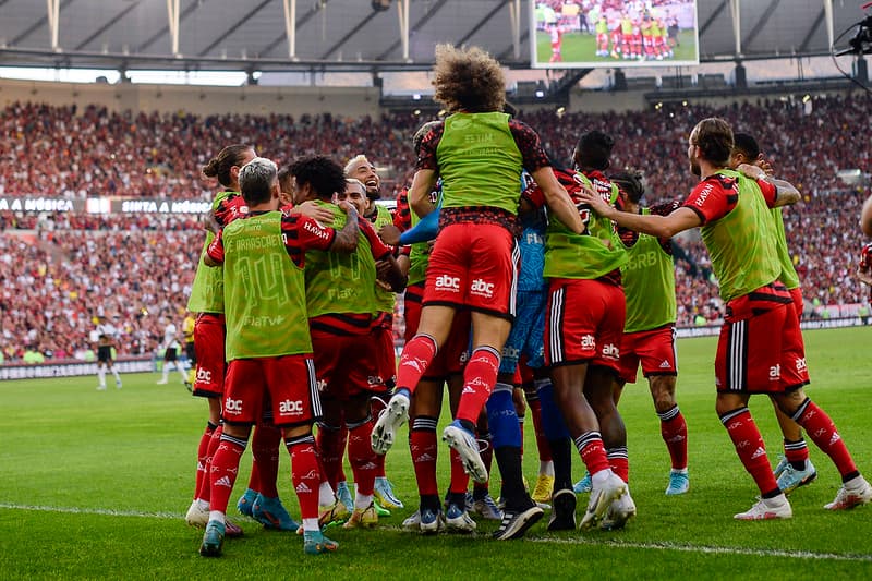 Time do Flamengo comemora gol pelo Brasileirão
