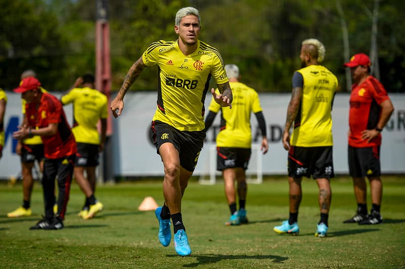 Atacante Pedro em treinamento do Flamengo