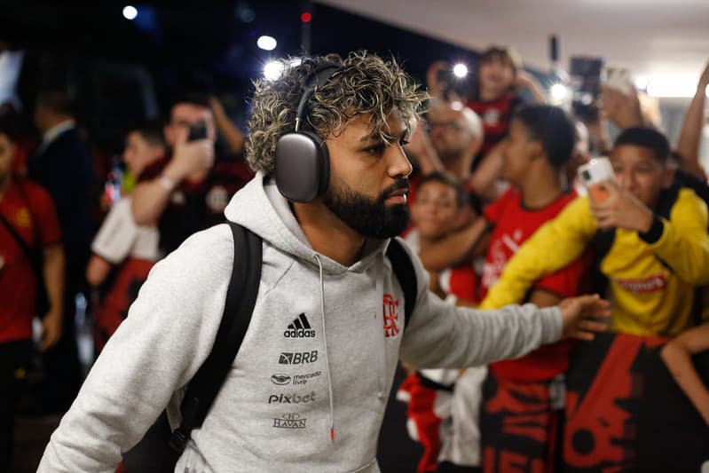 Gabigol na chegada do Flamengo ao Maracanã