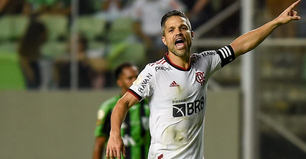 diego na vitória do flamengo sobre o américa-mg
