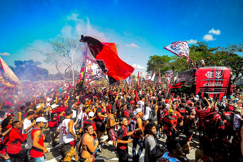 Festa da torcida do Flamengo antes da Libertadores de 2022