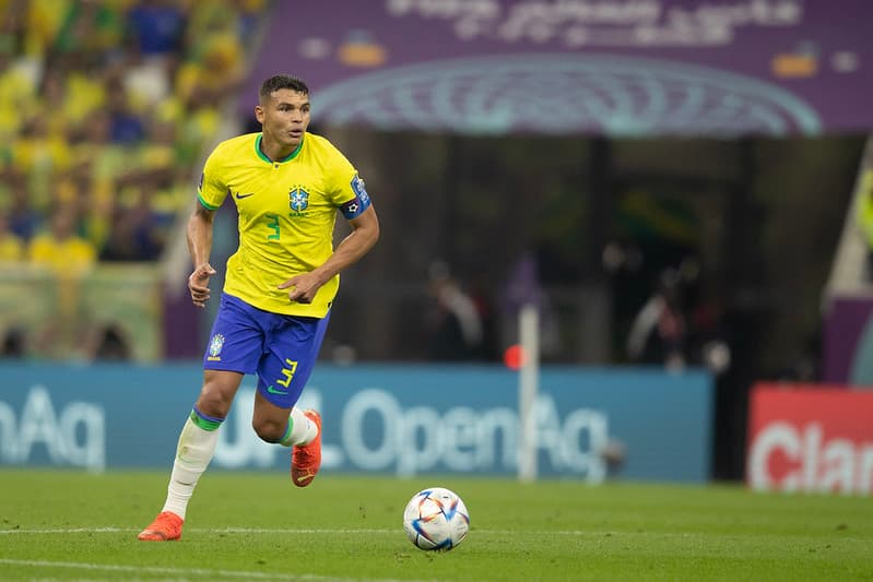 Thiago Silva na partida entre Brasil e Sérvia na Copa do Mundo