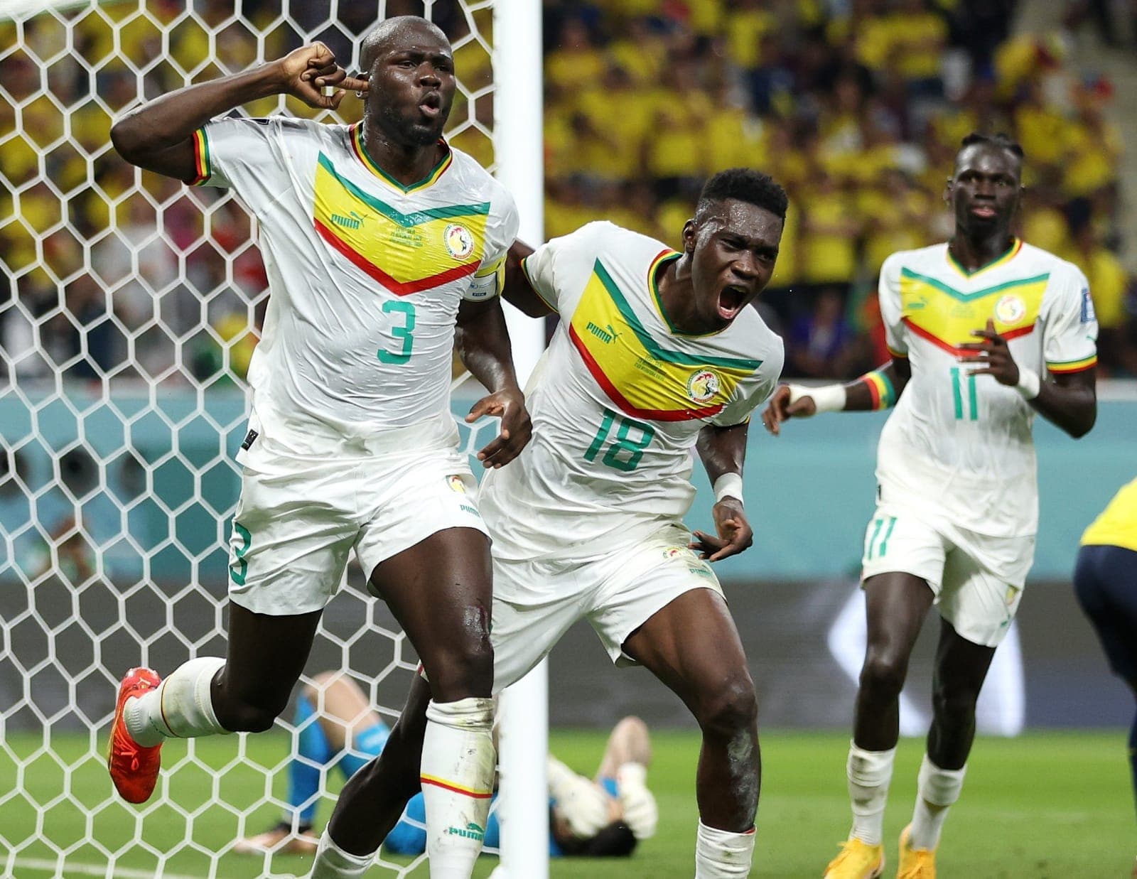 Koulibaly comemora gol da classificação de Senegal na Copa do Mundo