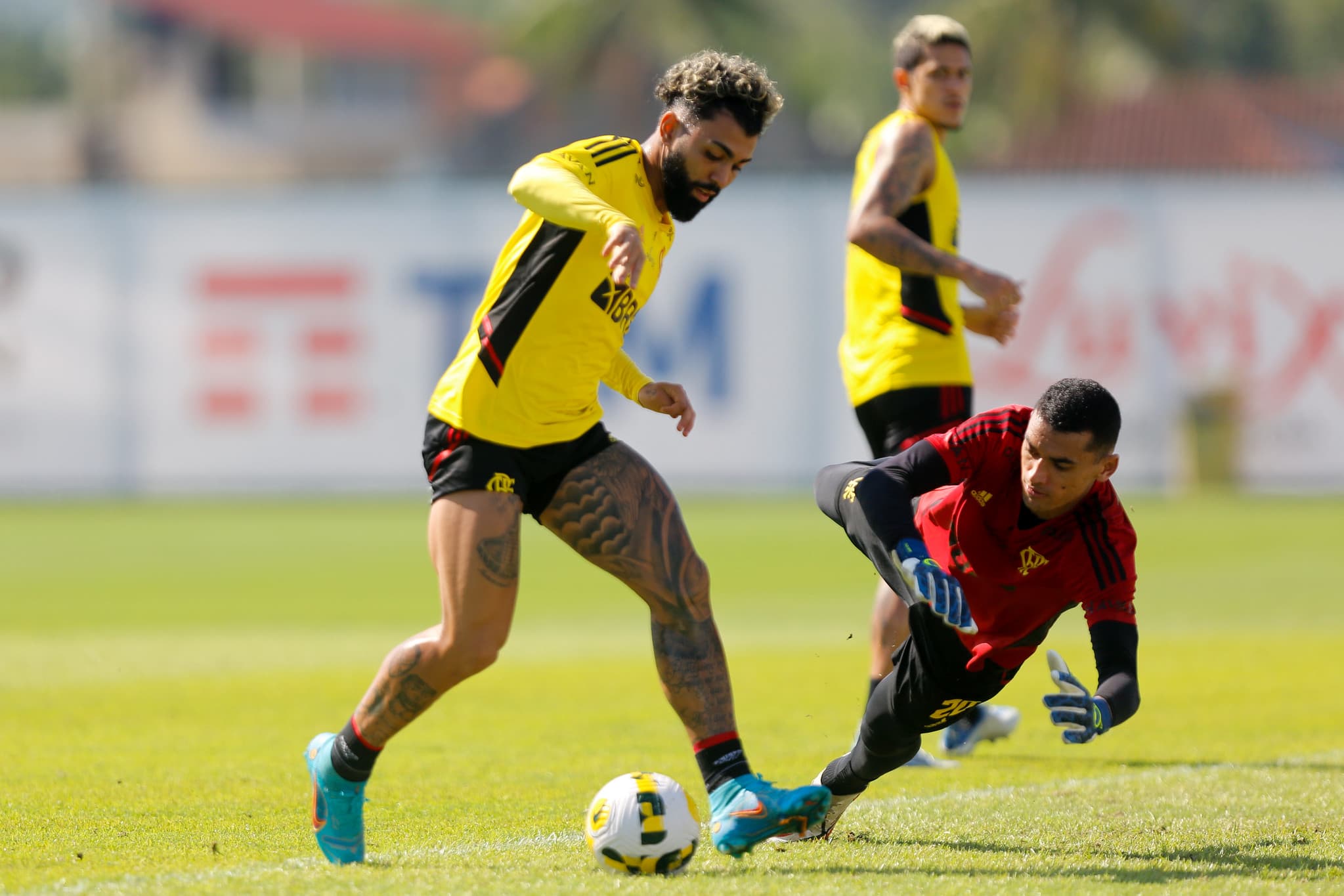 Gabigol e Santos treinando pelo Flamengo