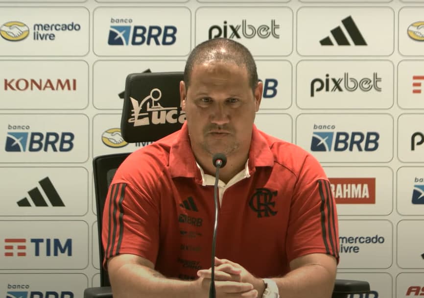 Mario Jorge em entrevista coletiva após vitória do Flamengo