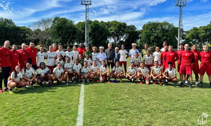 Visita de Landim a CEFAN, CT do Flamengo de futebol feminino