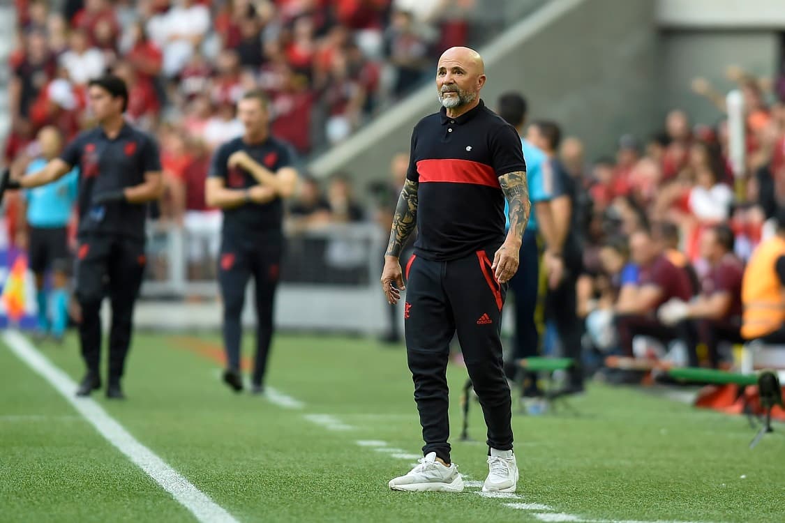Sampaoli no jogo Flamengo x Athletico-PR - Campeonato Brasileiro