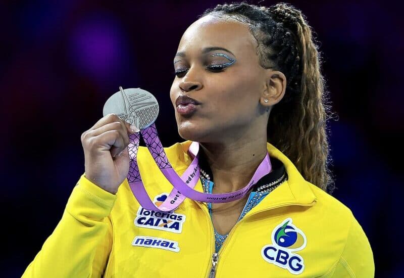 Rebeca Andrade do Flamengo no mundial de ginastica