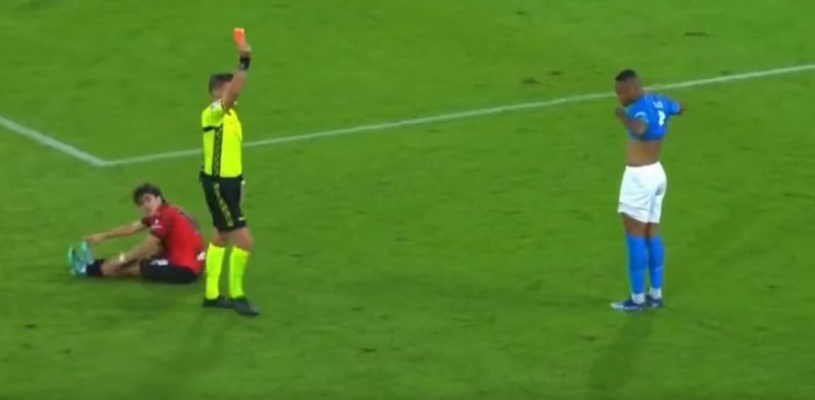 natan ex-flamengo é expulso no napoli