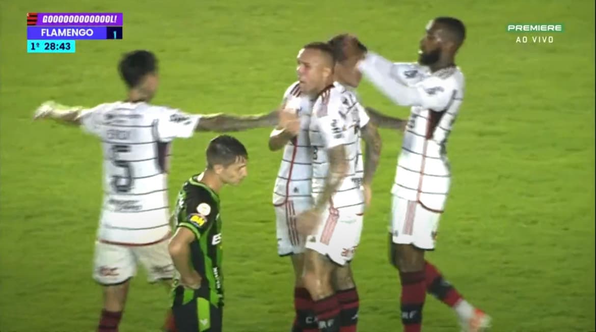 Gol do Cebolinha na vitória do Flamengo em cima do América-MG no Brasileirão 2023