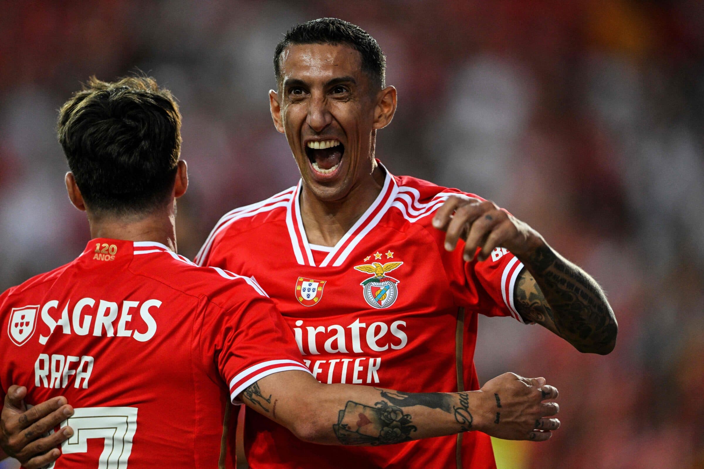 Di Maria e Rafa Silva em campo pelo Benfica; dupla está em reta final de contrato