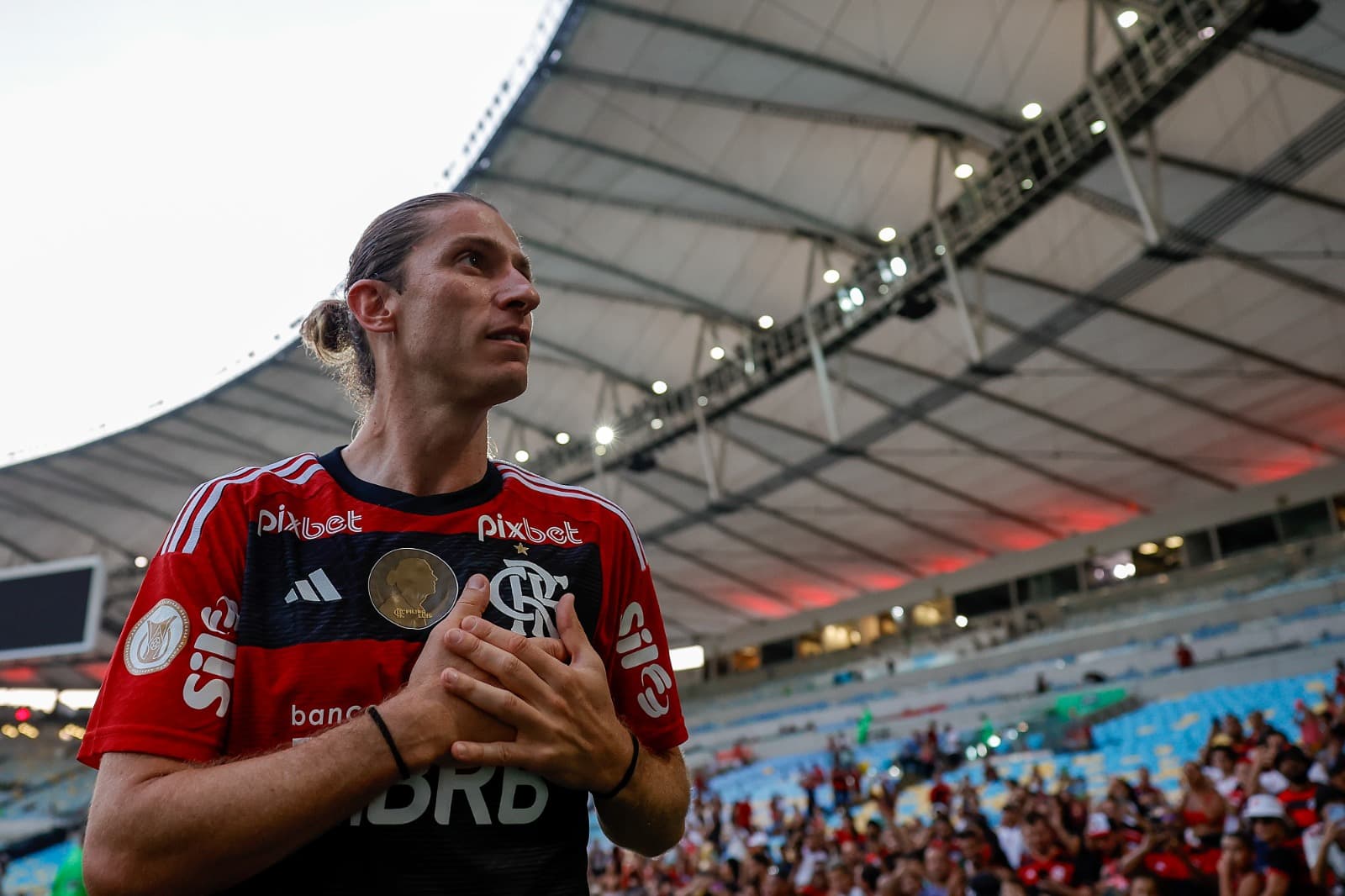 Filipe Luis of Flamengo reacts after winning the match between Flamengo and Cuiaba as part of Brasileirao 2023 at Maracana Stadium on December 03, 2023 in Rio de Janeiro, Brazil. Filipe Luis announced his retirement of football by the end of the season wi