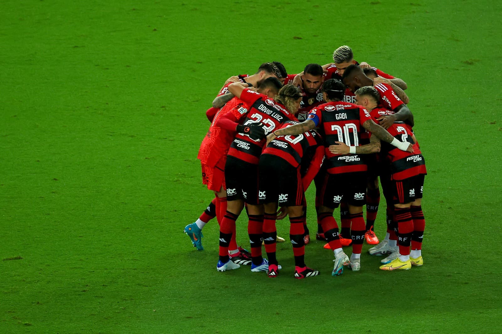 Players of Flamengo prior to Campeonato Carioca 2023 final match between Fluminense and Flamengo at Maracana Stadium on April 09, 2023 in Rio de Janeiro, Brazil.