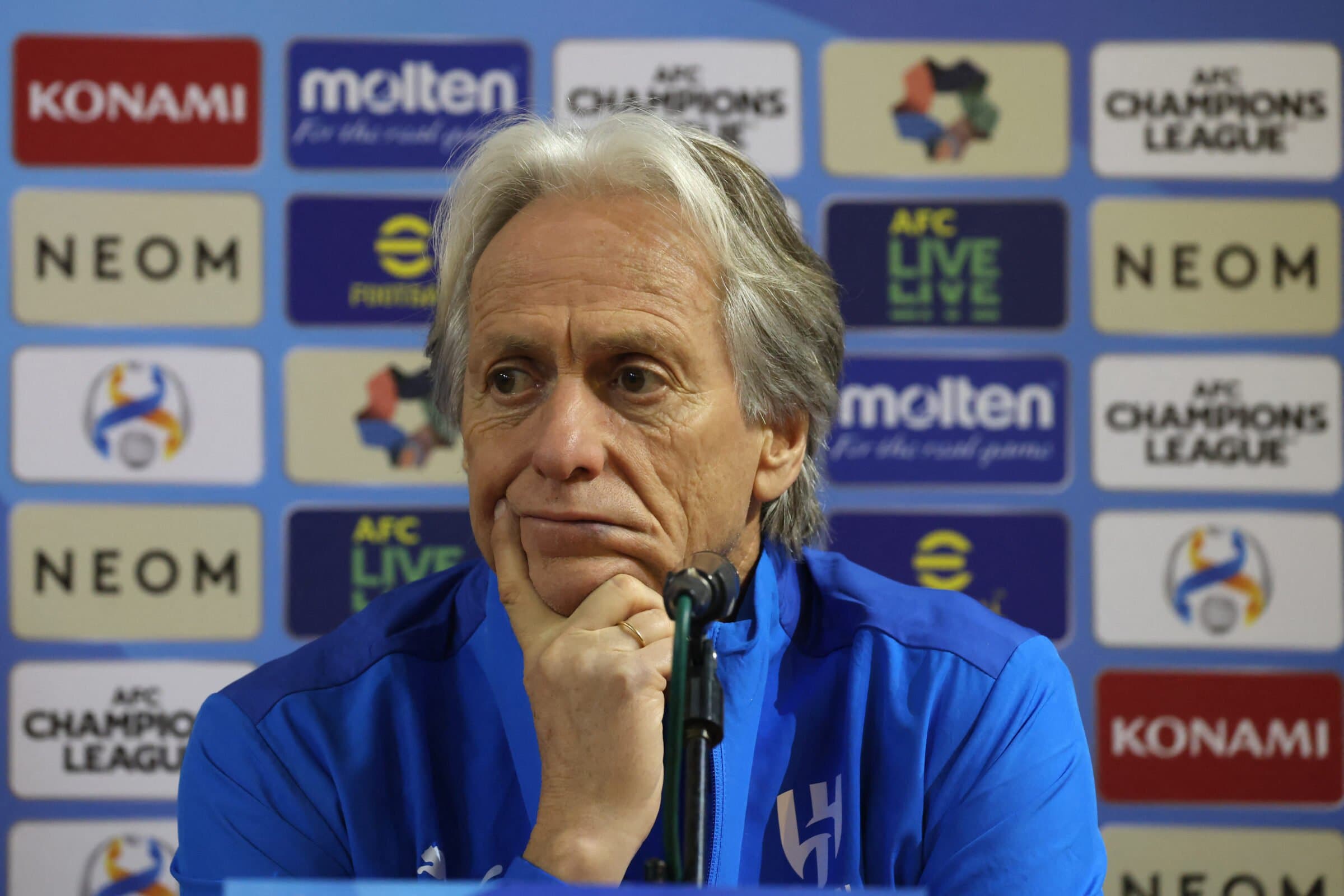 Jorge Jesus em coletiva do Al Hilla; treinador português citou Flamengo