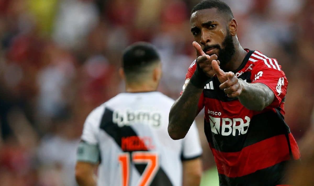gerson comemora gol do flamengo contra o vasco
