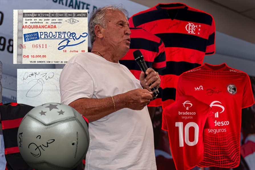 Zico é o novo embaixador da Doe Gols e está leiloando itens do seu acervo