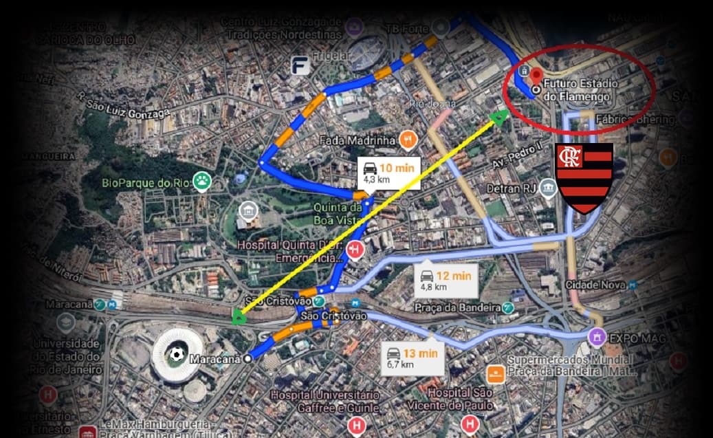 estádio do flamengo distancia maracanã