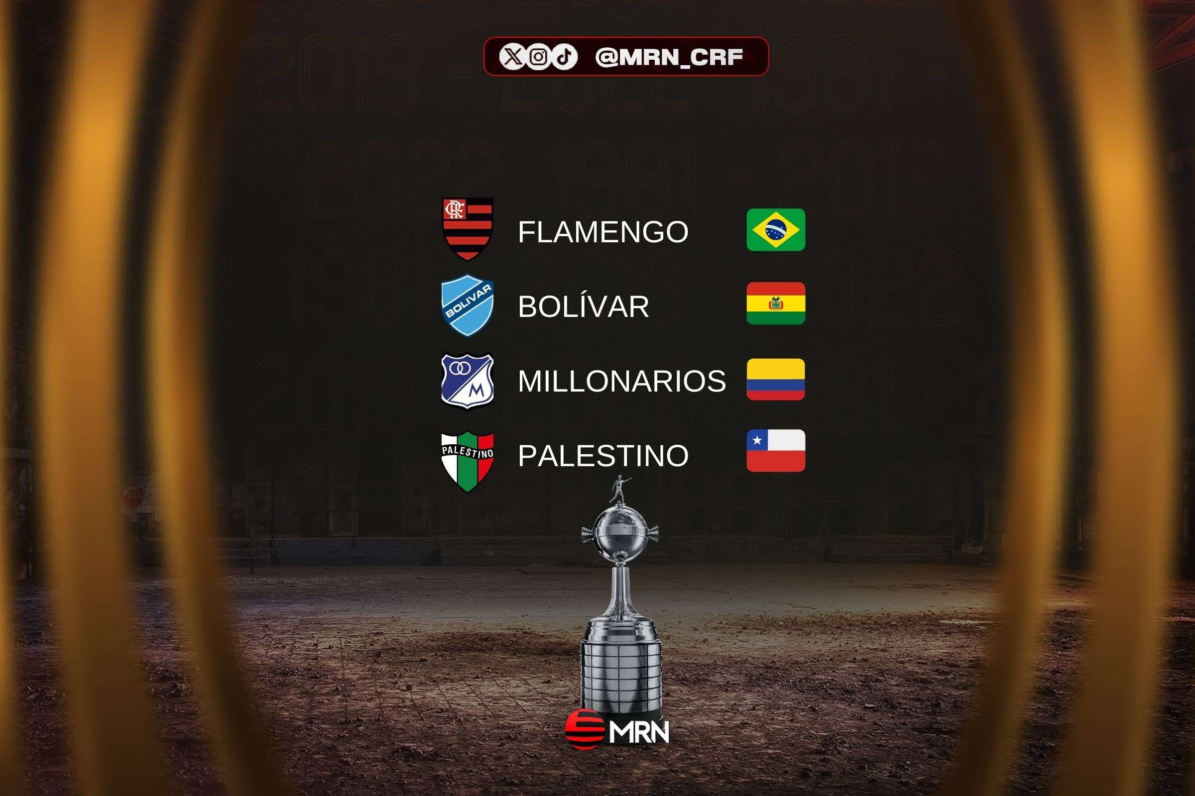 Grupo do Flamengo na Libertadores 2024. Arte: Lucas França/MRN