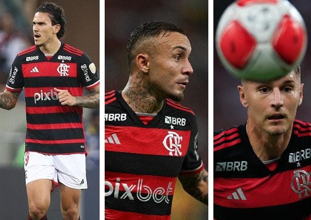 Pedro, Everton Cebolinha e Varela pelo Flamengo
