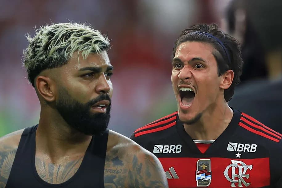 Gabigol e Pedro em jogos do Flamengo; Camisa 9 pode passar companheiro na artilheira da Libertadores com a camisa do Flamengo ainda nessa edição