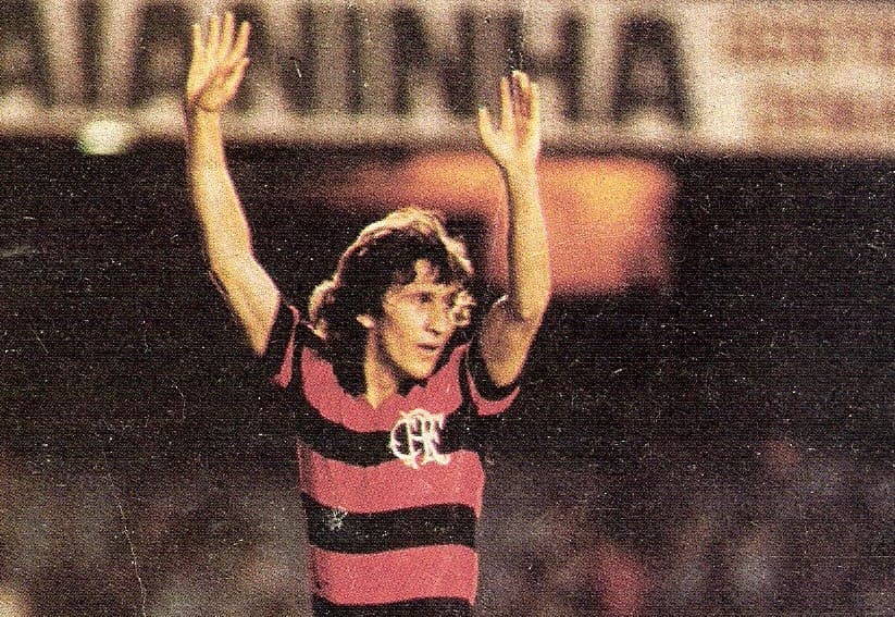 Zico comemora gol pelo Flamengo em 1979; Galinho fez gol de histórica vitória sobre Serrano