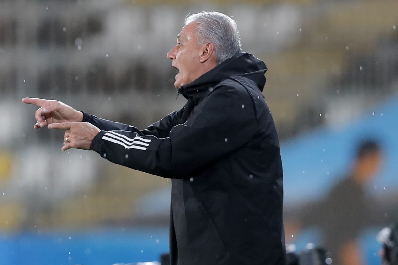 Tite durante a partida entre Palestino e Flamengo, pela Libertadores