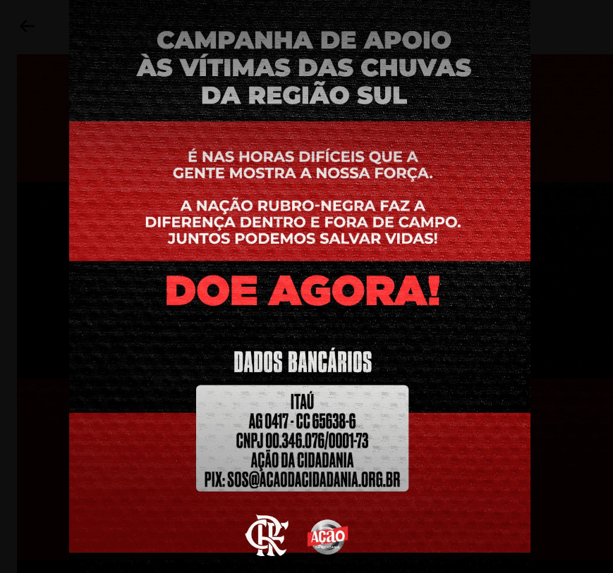 Rio Grande do Sul vive tragédia pelas chuvas, e Flamengo demonstra apoio às vítimas