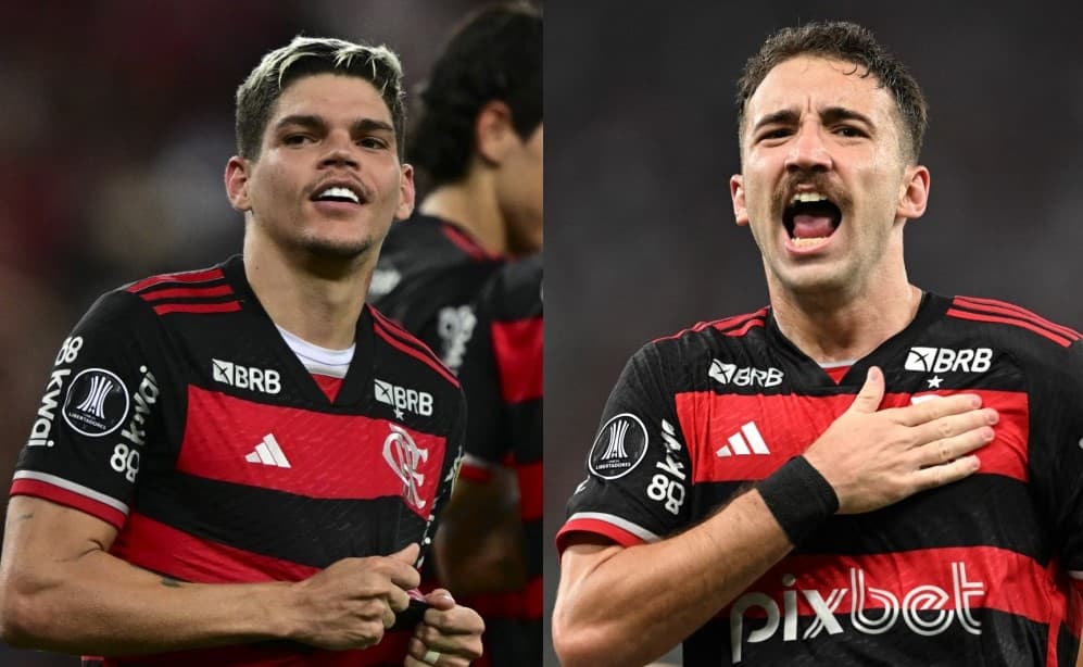 Ayrton Lucas e Léo Ortiz em campo pelo Flamengo; zagueiro e lateral serão titulares na partida contra o Bahia no Maracanã