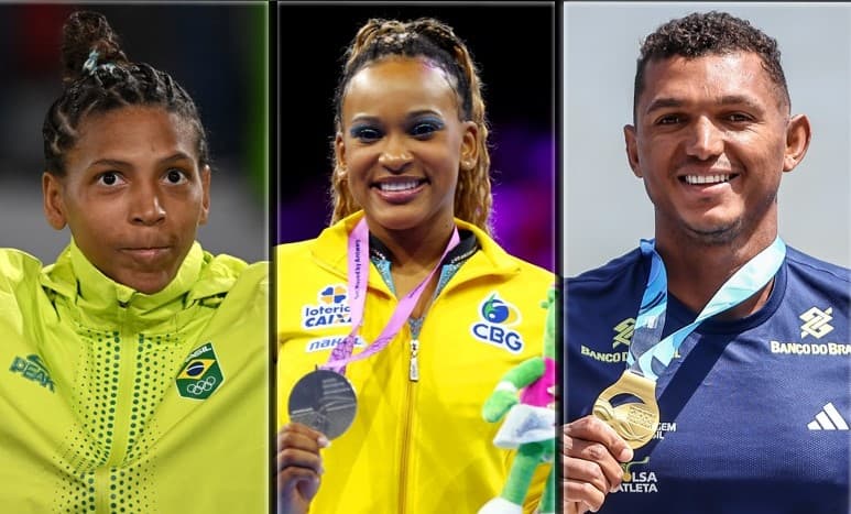 Rafaela Silva, Rebeca Andrade e Iasquias Queiroz; atletas do Flamengo em Paris 2024