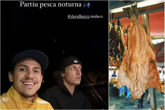 Pedro e David Luiz pescando de madrugada