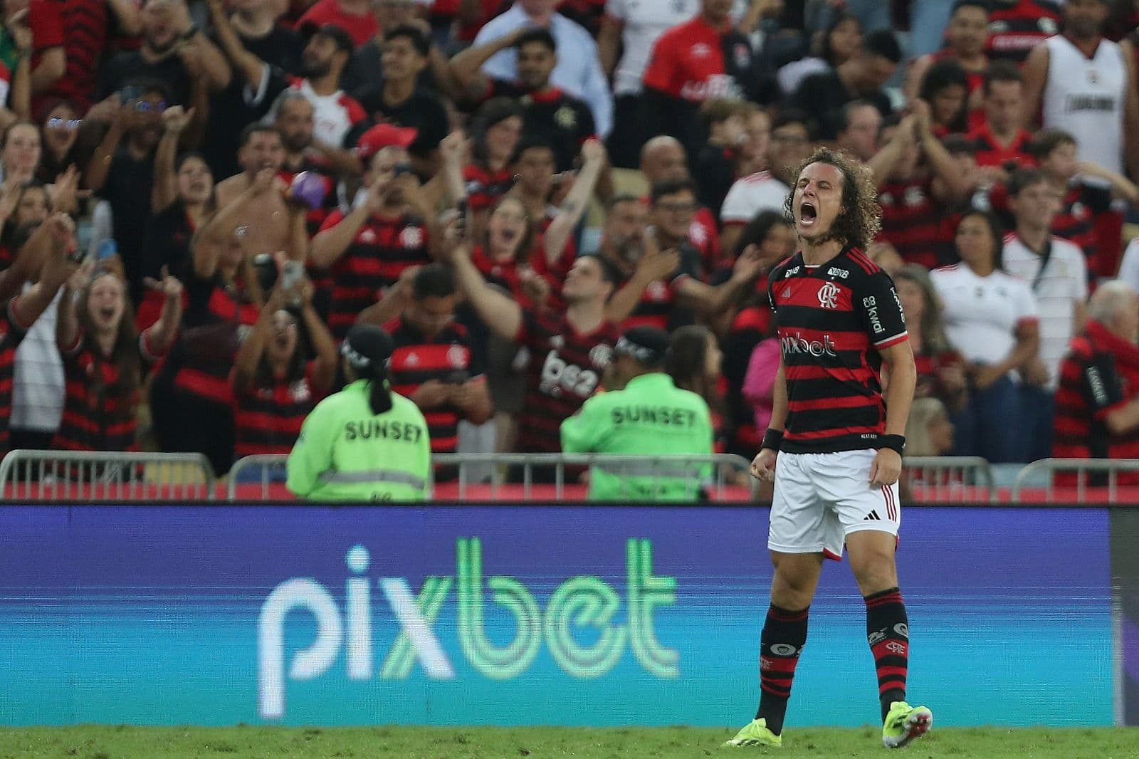 David Luiz comemora com torcedores do Flamengo