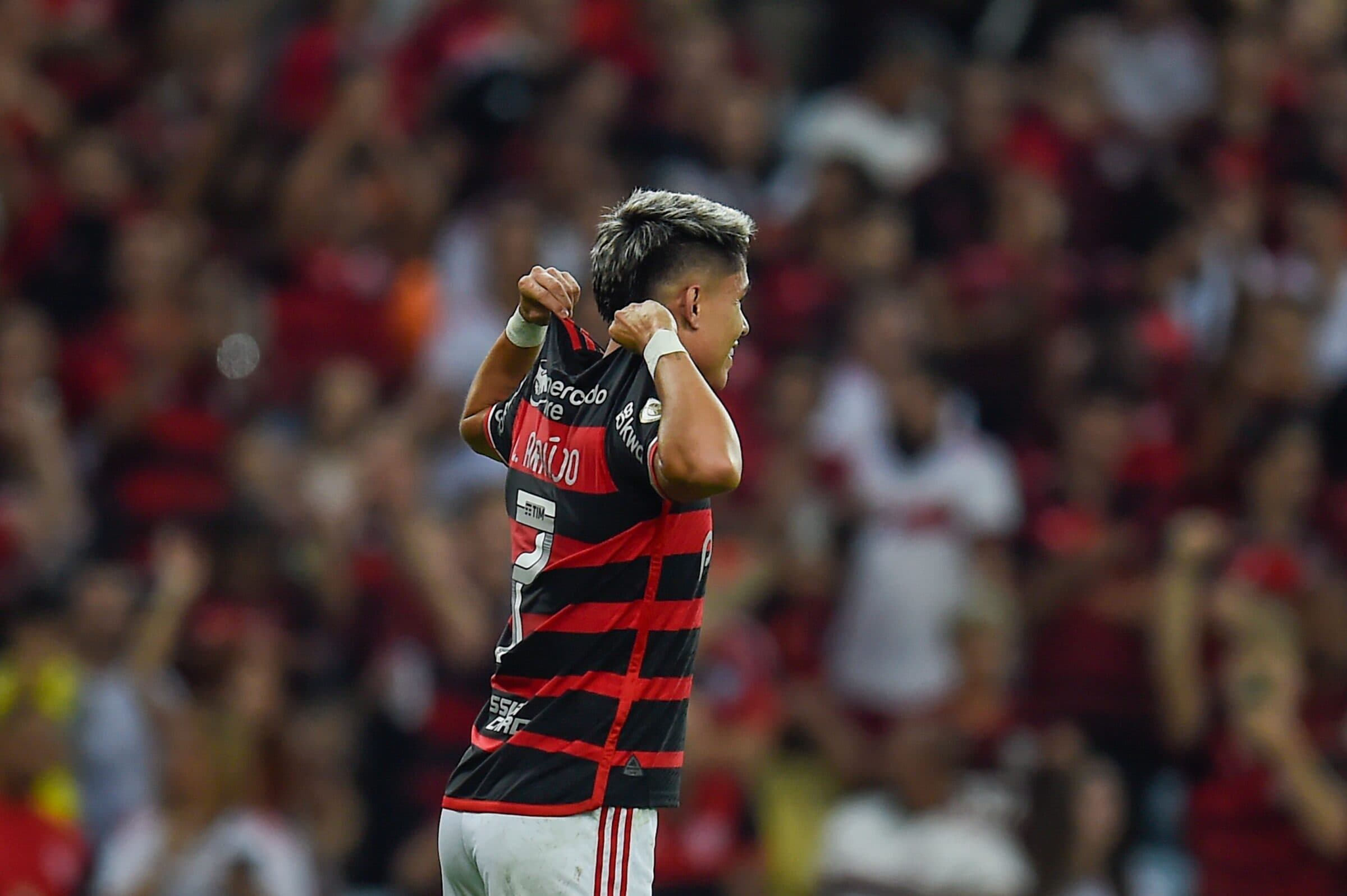 Luiz Araújo comemora gol pelo Flamengo