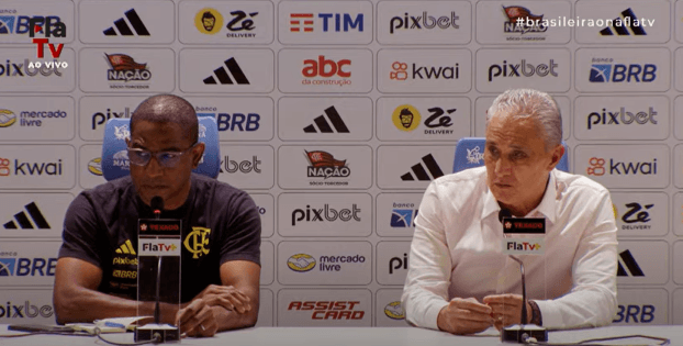 Tite e Cesar Sampaio em coletiva após Flamengo x Grêmio