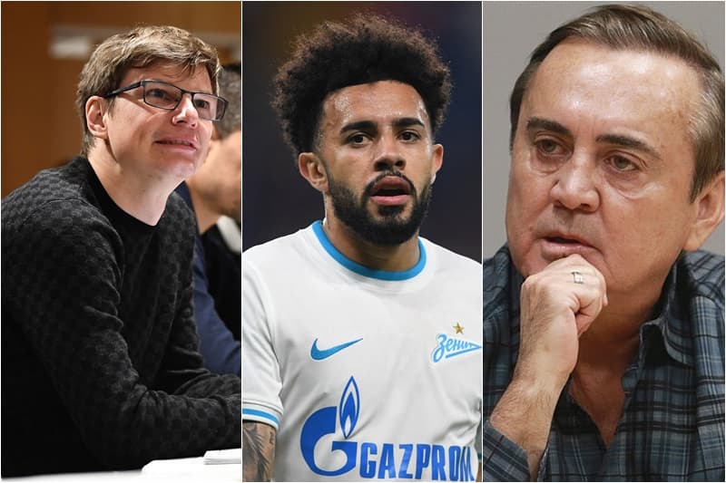 Arshavin (esquerda), Claudinho (centro) e Fernando Garcia (direita); diretor do Zenit e empresário do jogador falaram sobre vinda do meia para o Flamengo