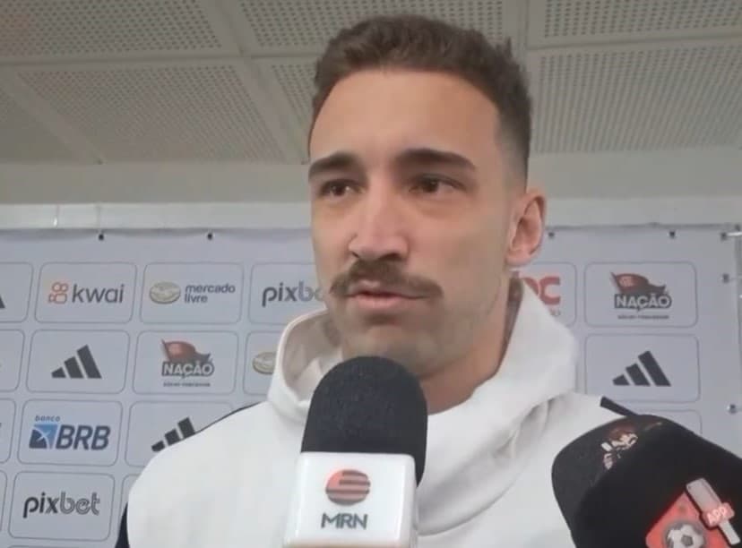 Léo Ortiz na zona mista de Flamengo x Atlético-GO
