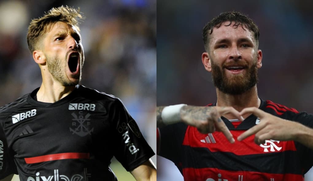 Viña e Léo Pereira em jogos do Flamengo