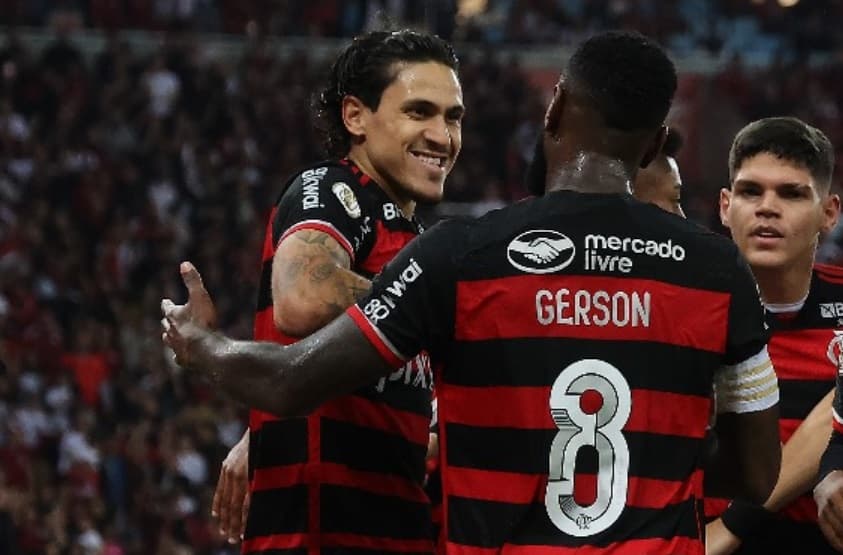 gerson e pedro comemoram gol do flamengo