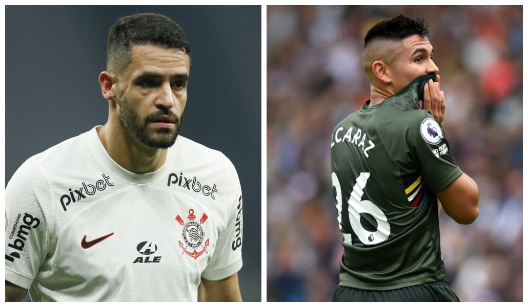 Renato Augusto em ação pelo Corinthians e Carlos Alcaraz pelo Southampton