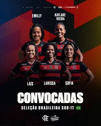 Flamengo terá cinco jogadoras em um período de treinos da seleção brasileira feminina sub-17