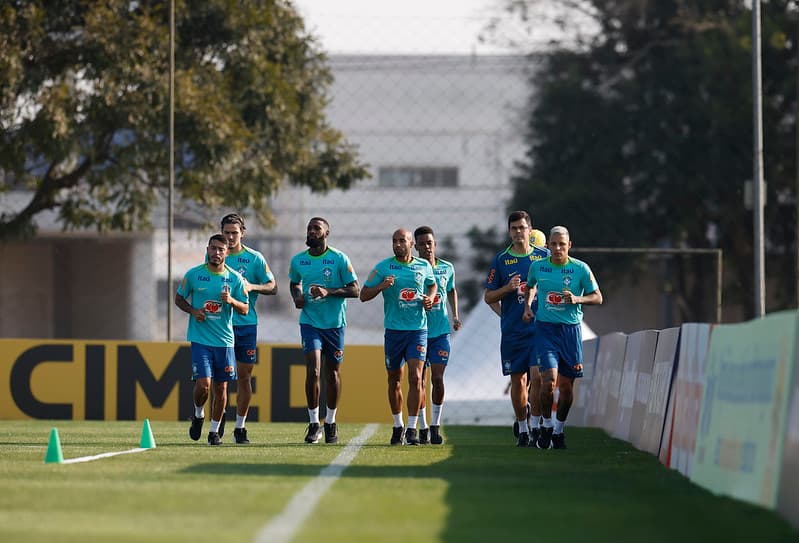 Pedro e Gerson em treino da Seleção Brasileira
