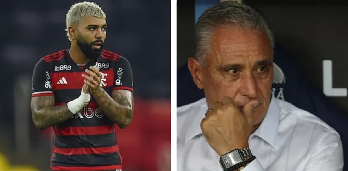 gabigol e tite em jogo do flamengo no maracanã