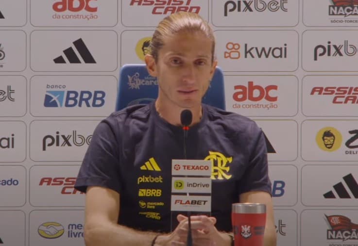 Filipe Luís na coletiva pós-jogo de Bahia x Flamengo