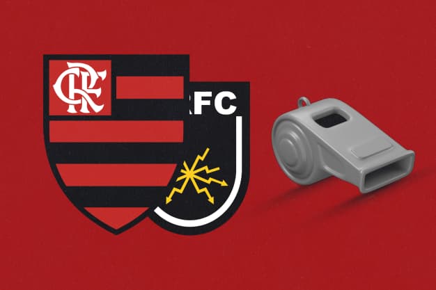 Escudos Flamengo e Volta Redonda apito