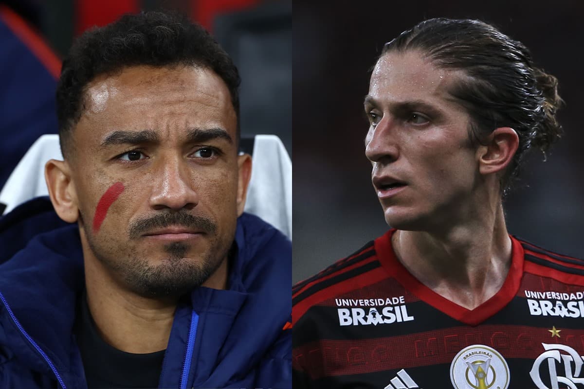 Montagem com Danilo à esquerda e Filipe Luís em 2019 jogando pelo Flamengo à direita