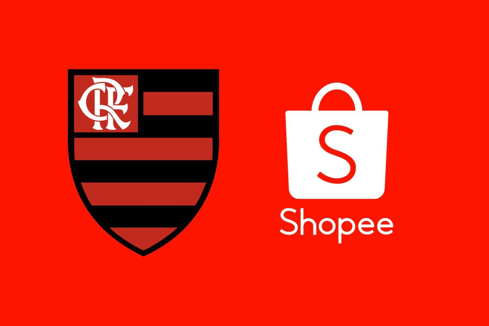 Escudo do Flamengo ao lado da logo da Shopee