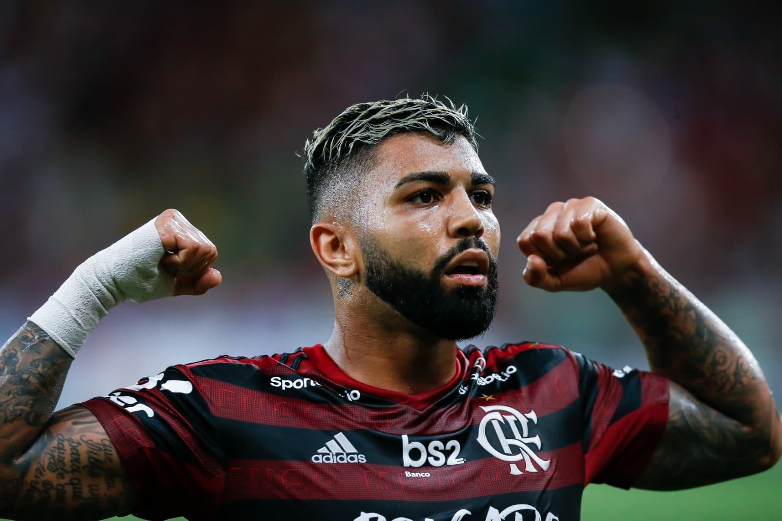 Gabigol comemora gol pelo Flamengo em 2019
