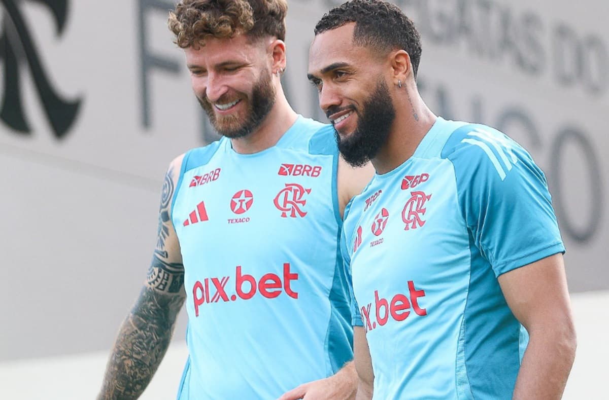 juninho e léo pereira em treino do flamengo