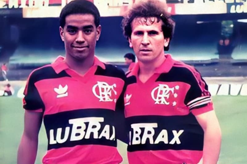 Bujica e Zico juntos em jogo do Flamengo
