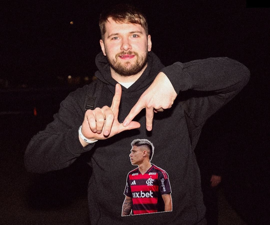 Luka Doncic faz gesto de Luiz Araújo